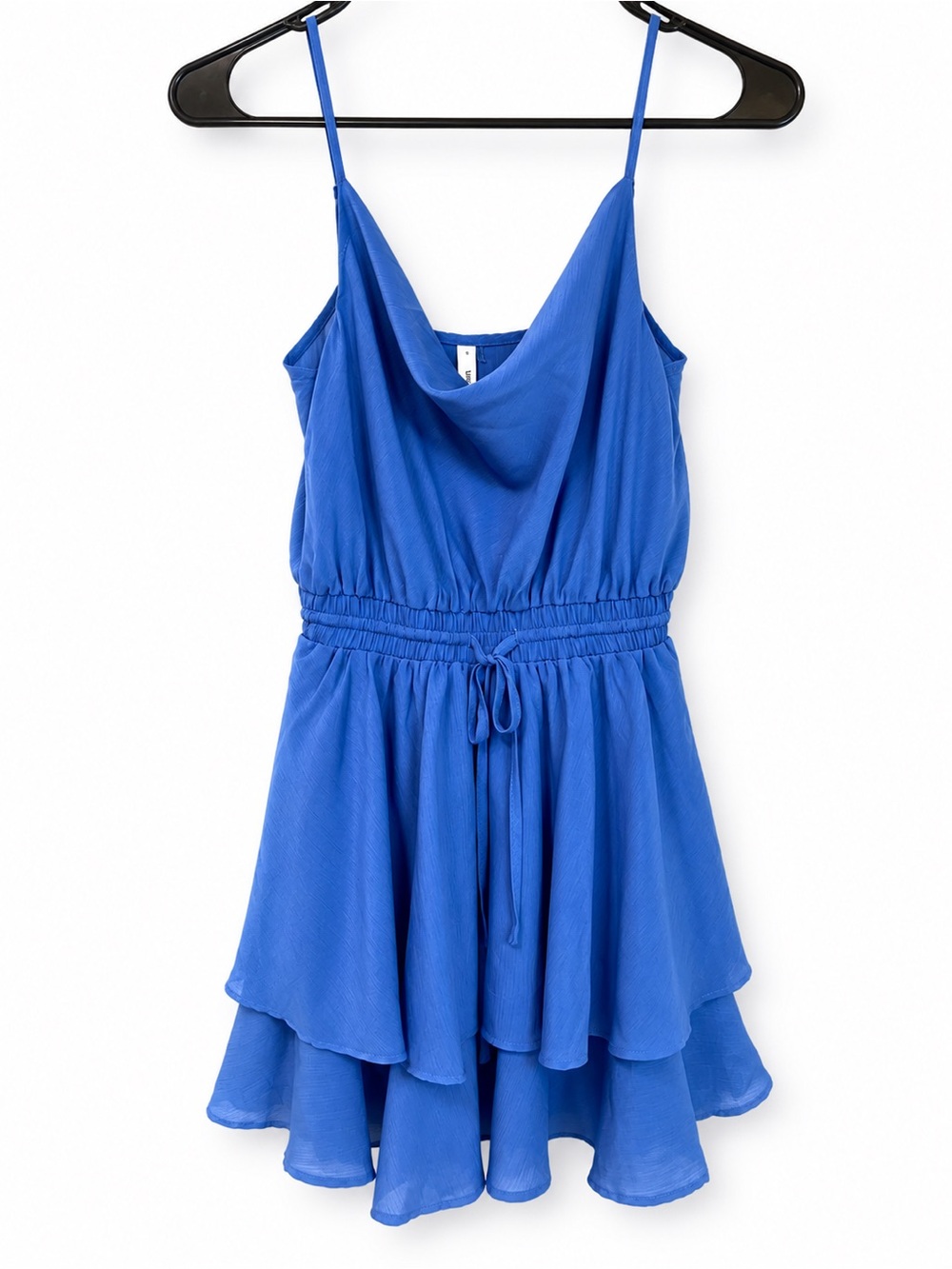 Sky Blue Spaghetti Strap Tiered Mini Dress